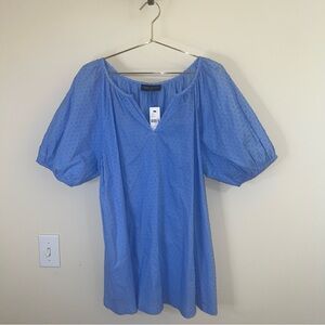 Lane Bryant NWT Blue Swiss Dot Blouse Size 14/16 Puff Sleeve Plus